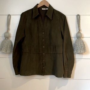 Faux Suede Button-up